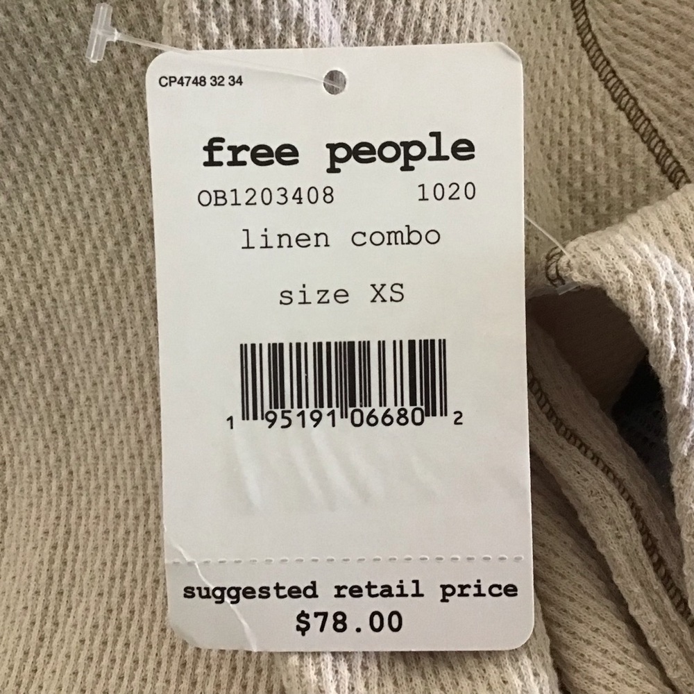Free People In The Mix Thermal Cream Linen Combo Top - Picture 6 of 8